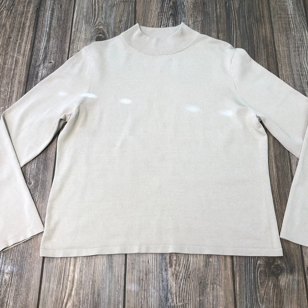 Vtg Pendleton Tan Turtleneck Silk Sweater Large